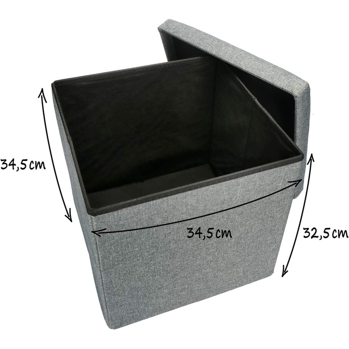 Складаний пуф com-four® з місцем для зберігання, 40 л, сірий