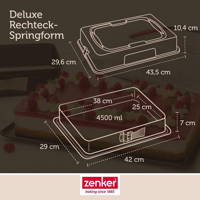 Форма для випічки Zenker прямокутна з кришкою DELUXE, коробка для транспортування випічки з емальованим дном, дека для випічки з кришкою (колір: Чорний/Прозорий/Червоний), кількість: 1 шт. з транспортувальною кришкою Single