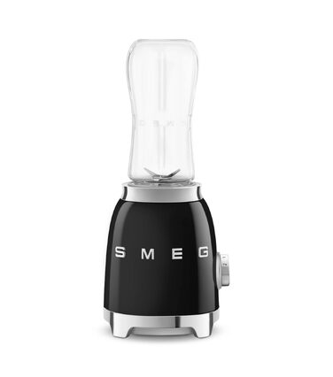 Блендер Smeg PBF01BLEU персональний, 300 Вт, чорний: подвійне лезо з нержавіючої сталі, 2 пляшки 600 мл, 2 швидкості