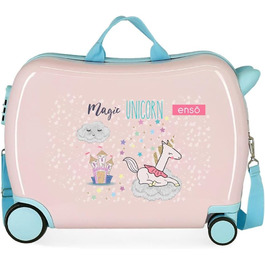 Дитяча валіза Enso Magic Unicorn, рожева, 50x38x20 см, жорсткий корпус, ABS, кодовий замок, 34 л, 1,8 кг, 4 колеса, ручна поклажа