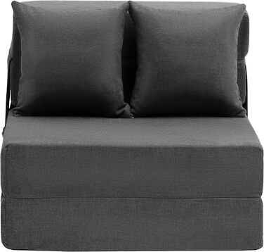 Диван-ліжко VEVOR 3-в-1 розкладний, з подушками, знімним чохлом, піна Memory Foam, сірий (односпальний) 1860x730x150 мм