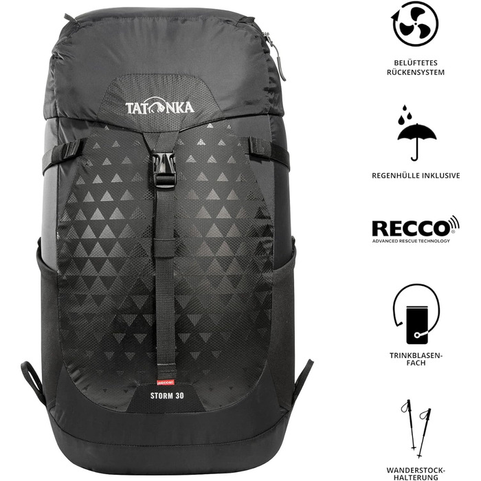 Рюкзак Tatonka Storm 30 Recco унісекс 30 л чорний, туристичний
