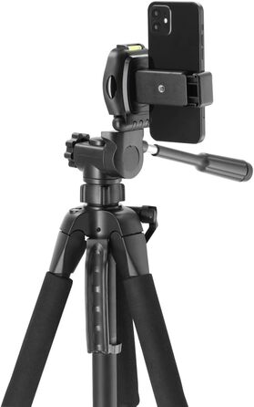 Hama штатив для камери Action 165 3D, легкий фотоштатив 61-165 см, трипод з 3D-головкою, тримачем для смартфона, для дзеркальних камер Canon/Nikon/Sony, чорний