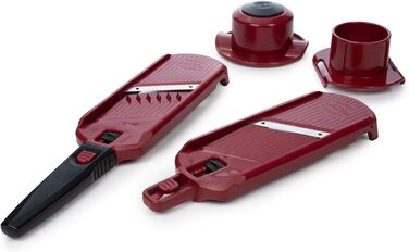 Овочерізка Börner Multi Dicer + Multi Slicer 4-в-1, набір для нарізки овочів 5 видів, для кубиків, смужок, скибочок різної товщини, кухонна овочерізка, червоний