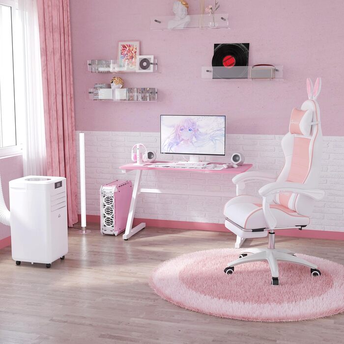 Крісло геймерське Vinsetto Ergonomic з підніжкою, подушкою для голови та попереку, регульованою спинкою, рожеве