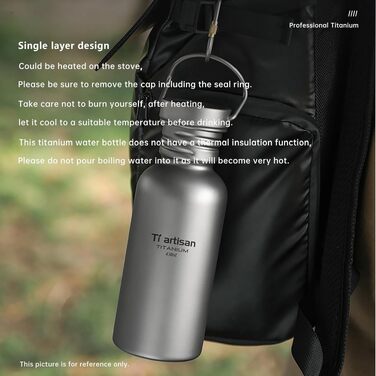 Титанова пляшка для води Ti Artisan Titan-Trinkflasche 750 мл: спортивна, легка, герметична для кемпінгу, хайкінгу, велоспорту