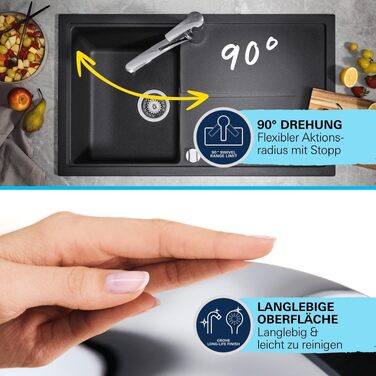 Змішувач кухонний GROHE Start з висувним душем, поворотний на 90°, хром (30531001)