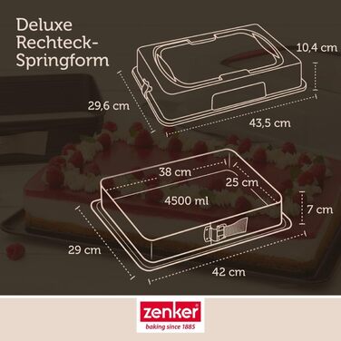 Форма для випічки Zenker прямокутна з кришкою DELUXE, коробка для транспортування випічки з емальованим дном, дека для випічки з кришкою (колір: Чорний/Прозорий/Червоний), кількість: 1 шт. з транспортувальною кришкою Single