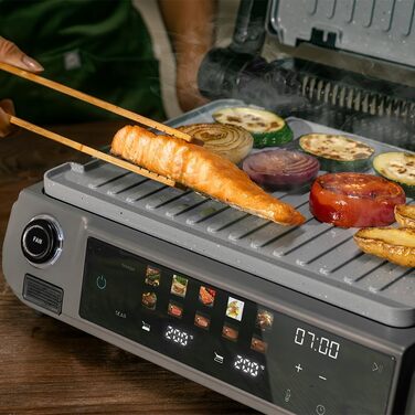 Електричний контактний гриль Cecotec Rock'nGrill 2200 Dual, 2000 Вт, розкладний на 180°, Smash-функція, 29x23 см