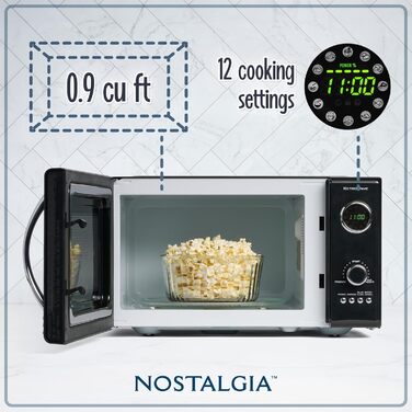 Мікрохвильова піч Nostalgia Retro чорна 25л 800 Вт з 12 програмами для кухні