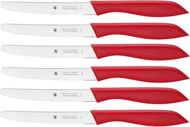 Набір ножів для сніданку та хліба WMF Classic Line, серцієване лезо, 23 см, червоні пластикові ручки, 6 шт.