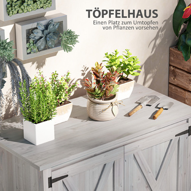 Outsunny Garden Шафа з дерева, Садовий сарай стійкий до погодних умов 110x60x88.5 см, Садовий сарай з дверима, Складний дах, Полиці, Садова шафа, Садовий сарай Шафа для інструментів Садовий сарай для патіо Задній двір, світло-сірий
