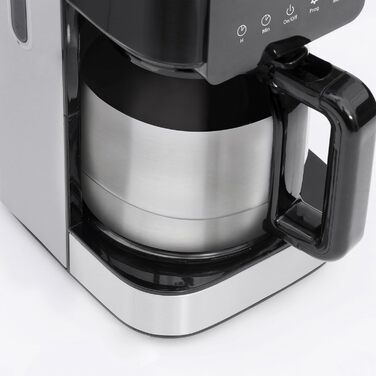 Кавоварка Caso Coffee Taste and Style, термос, 1,2 л, постійний фільтр, оптимальна температура заварювання 92-96°C, крапельний стоп, оптимізована голівка для заварювання, ізотермічний глечик, нержавіюча сталь, чорна, 10 чашок