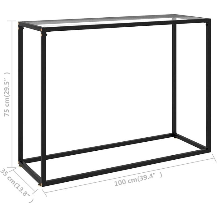 Консольний стіл vidaXL із загартованого скла, прозорий, 100x35x75 см, для коридору, вітальні чи спальні