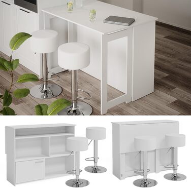 Барний набір Vicco Dominic Goldkraft Дуб/Антрацит 116x37 см з 2 барними стільцями, складаний стіл для кухні/бару
