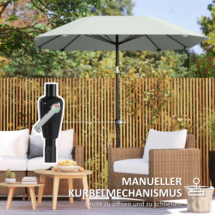 Outsunny Parasol Ø233 см, Парасолька з функцією складання, Восьмикутний балкон Парасолька Пляжна парасолька Вітрозахисна стайня Ринок Парасолька Колінчастий Парасолька Захист від сонця для пляжу Балкон Патіо Сад, темно-сірий