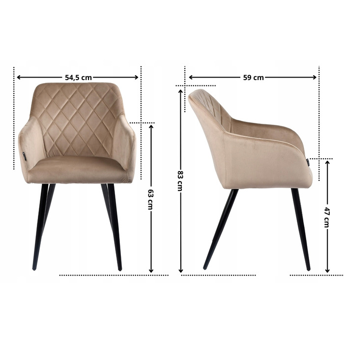 Стілець Exito Design, велюр, бежевий, 1 шт.