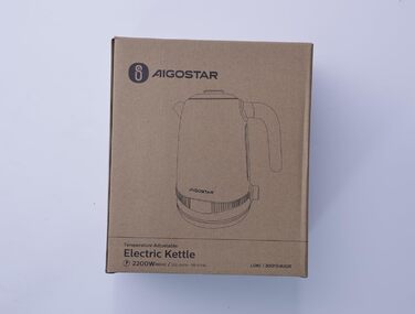 Електрочайник Aigostar Loki 1,7 л, 2200 Вт, нержавіюча сталь, чорний, з регулюванням температури 40-100°C, дисплеєм та функцією підтримки тепла, ретро-дизайн