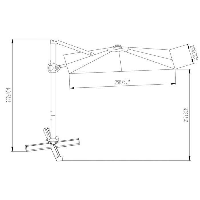 Садова парасолька з консоллю GardenLine, сіра, 420 x 250 см