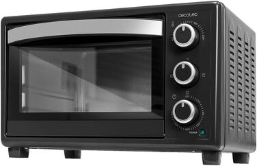 Електрична піч Cecotec Bake&Toast 2300 Black, 23 л, 1500 Вт, до 230°C, 3 режими (гриль, під-нагрів, комбінований), скляна дверцята, таймер 60 хв, піддон для крихт. Чорний колір