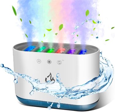 Зволожувач повітря AiQInu 900 мл для спальні та офісу, 6 форсунок, 7 кольорів LED-підсвітки, ультратихий (25 дБ), динамічний дизайн, для дому та офісу