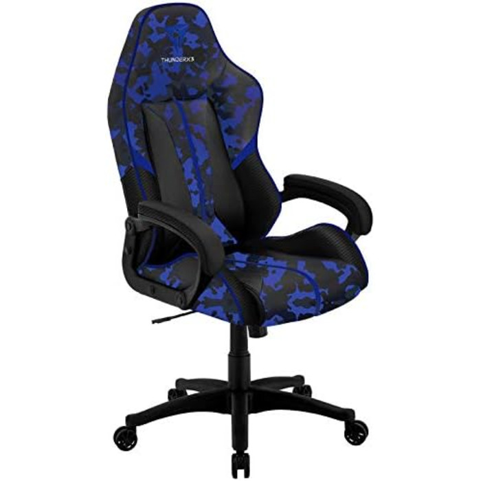 Ігрове крісло ThunderX3 BC1 CAMO синє, ергономічний стілець для геймерів, комп'ютерний стілець з регульованою спинкою, камуфляж