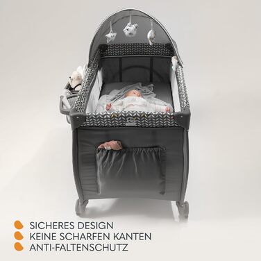 Дитяче ліжечко-манеж Lionelo Sven Plus 4 в 1 з пеленальним столиком, москітною сіткою, бічним входом, для новонароджених до 15 кг, складане, з сумкою