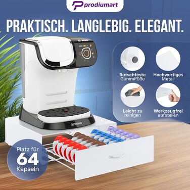 Тримач для капсул Tassimo на 64 кавових капсул, елегантний диспенсер-підставка для кавомашини Tassimo, білий