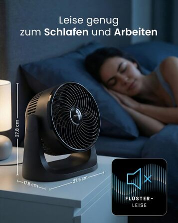 Pro Breeze AirFlo Mini Настільний Вентилятор: Тихий Турбо Вентилятор з 3 Швидкостями, Нахилом 90° та Потужним Потоком Повітря 4.2 м/с, Компактний для Офісу, Спальні та Дому (Чорний)
