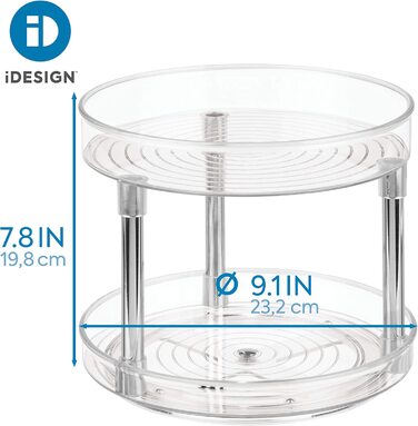 Органайзер для кухні iDesign, набір з двох обертових підставок 23 см, BPA-вільний пластик, великий двоярусний та малий для шафи, набір для зберігання