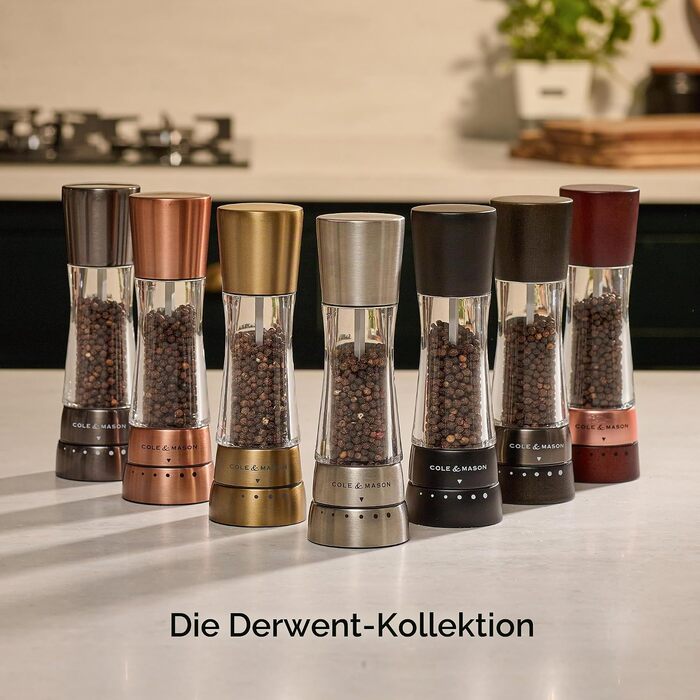 Набір ручних млинків для солі та перцю Cole & Mason Derwent Gunmetal, сталь та акрил, 190 мм, Precision+, сірий