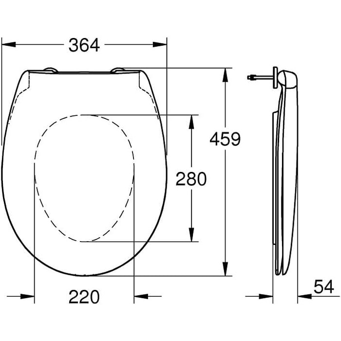 Сидіння для унітаза GROHE Bau Keramik з дюропласту, швидкознімна кришка, stainless steel петлі, колір альпійський білий, 39492000