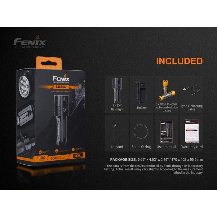 Ліхтар Fenix LR35R LED 10000 люмен, компактний, чорний