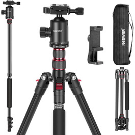 NEEWER 77'' штатив-монопод для DSLR і телефону, алюмінієвий, з 360° панорамною головкою, 2-осьовою центральною колоною, Arca QR, до 15,4 кг, сумка