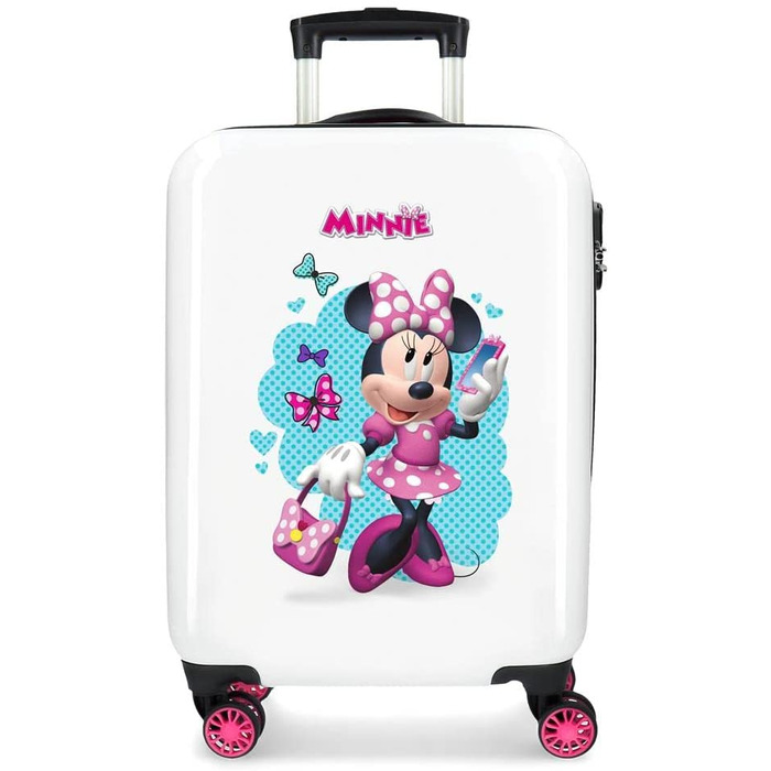 Дитячий валізка Disney Minnie Good Mood, жорсткий ABS, 34x55x20 см, 32 л, 2,5 кг, комбінований замок, 4 подвійних колеса, ручна поклажа, білий