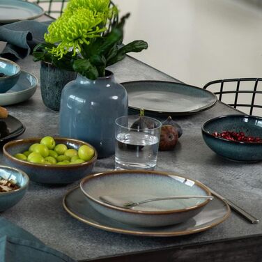 Обідні тарілки Villeroy & Boch Lave Glacé, 6 шт, 28 см, круглі, унікальна глазур, скандинавський дизайн, стонована кераміка, бірюзові