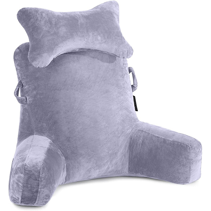 Велике крісло-мішок для читання з підголівником та підлокітниками, 78,7 см, сіре