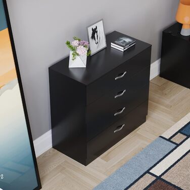 Комод Vida Designs Riano чорний, 4 шухляди з металевими ручками та напрямними, захист від деформації, меблі для спальні, 72x75x36 см