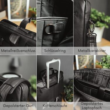 Шкіряна сумка для ноутбука Baur (13, 14, 15.3 дюймів) — ручна робота, бізнес-портфель з натуральної яловичої шкіри, чорний