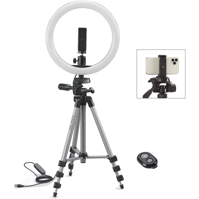 Стійка для влогінгу Cullmann Alpha 1000, LED-кільце, Bluetooth, 134 см, 1 кг, чорна