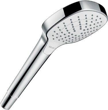 Душова лійка Hansgrohe Croma Select E з 3 режимами розпилення, антивапнястою функцією, хром/білий, 110x110 мм, 26812400