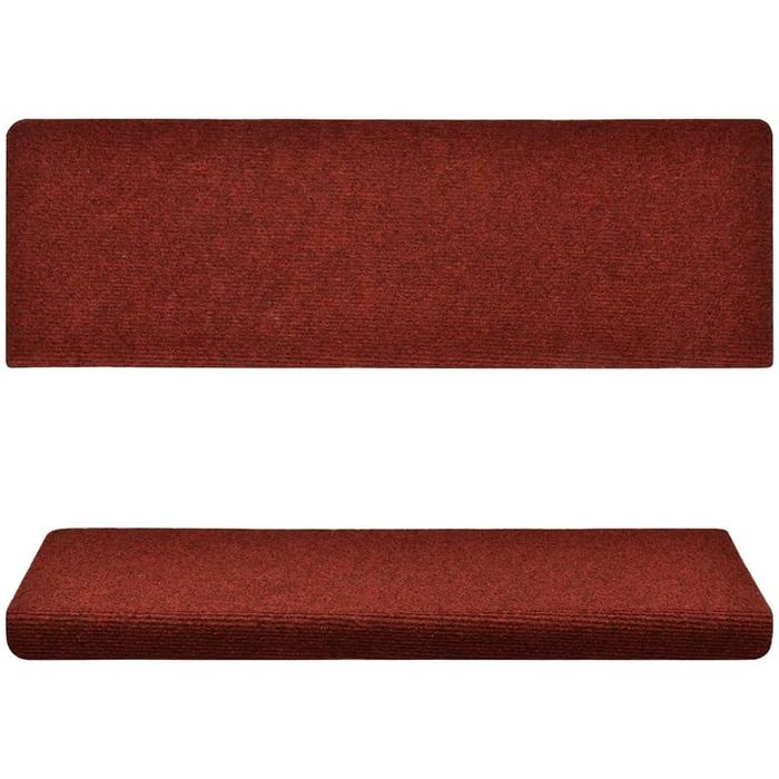 Комплект килимків для сходів vidaXL, 10 шт., бордові, 65x21x4 см, голкопробивний войлок, самоклеючі накладки для захисту сходинок