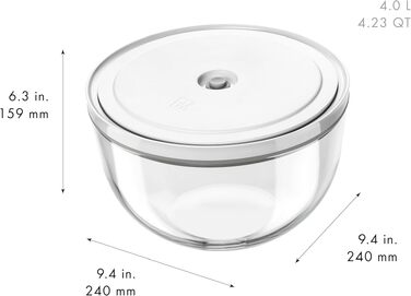 Набір вакуумних контейнерів для зберігання їжі ZWILLING Fresh & Save, 6 предметів, скло, сірий (S-12 см, M-18 см, L-24 см)