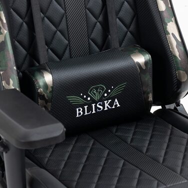 Ігрове крісло з підніжкою та ергономічними 4D-підлокітниками, у спортивному стилі, з регульованою спинкою і подушкою для підтримки хребта, чорне/військово-зелене