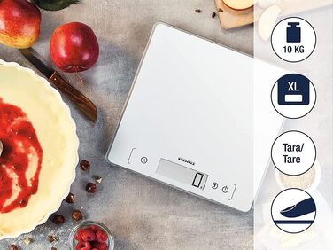 Кухонні ваги електронні Soehnle Page Comfort 400 білі, до 10 кг, точність 1 г, сенсорне управління, з батарейками
