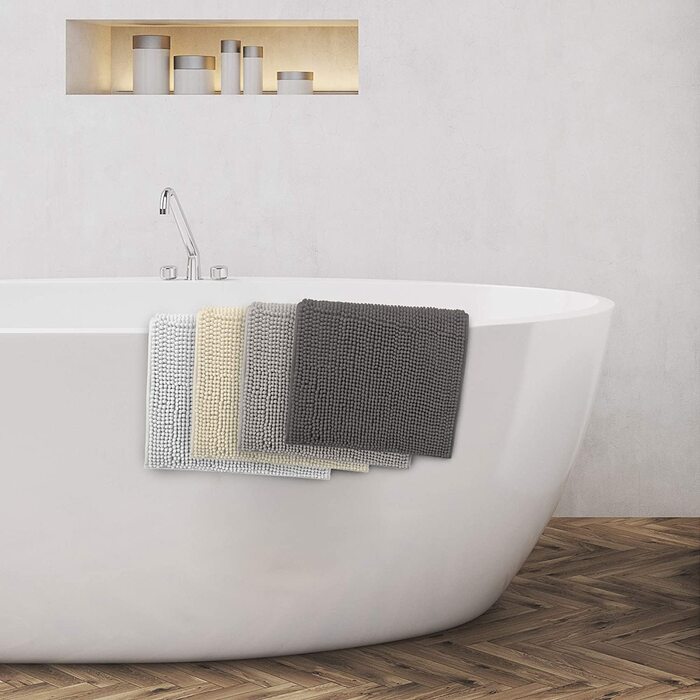 Килимок для ванної Beautissu BeauMare 50x50 см, білий, мікрофібра, нековзний, пухнастий, машинне прання