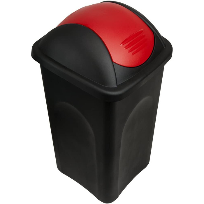 Смітник Stefanplast з маятниковою кришкою, 60 л, чорний/червоний