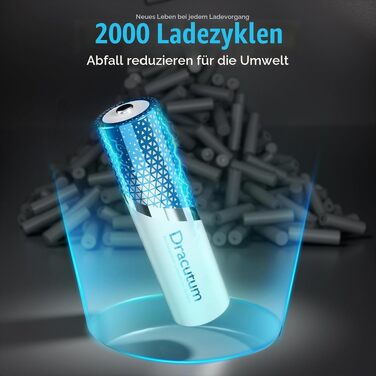 Набір акумуляторів AA Li-ion 1.5V 3600mWh (8 шт.) з зарядним пристроєм, висока ємність, 2000 циклів перезарядки