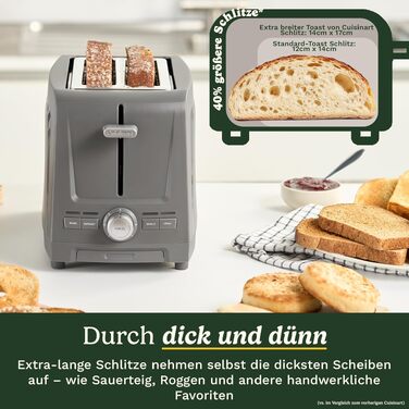 Тостер Cuisinart Core Collection для хліба та багетів сірий - 2 відділення, функція підняття, розморожування