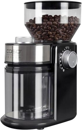 Електрична кавомолка CASO Barista Crema з регулюванням помелу, професійний дисковий механізм, потужність 150 Вт, для зернової кави